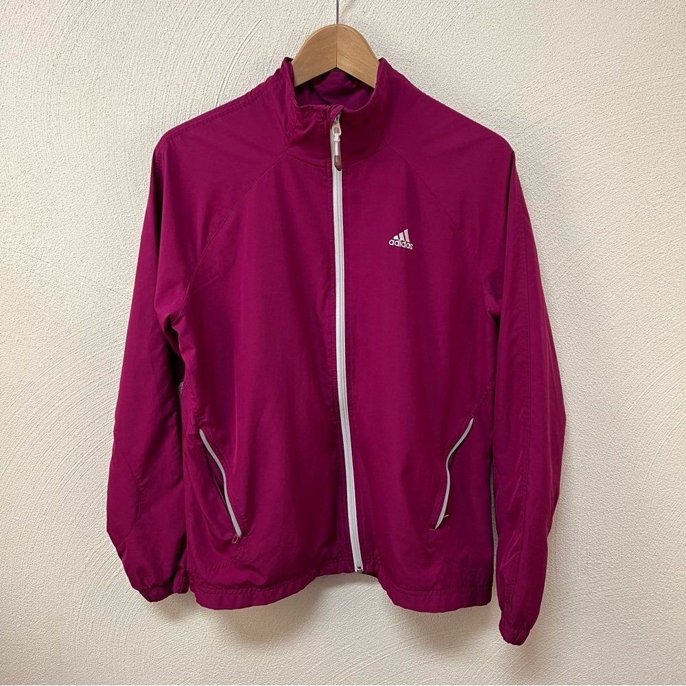 Adidas Women's Windbreaker Jacket Full Zip in Berry Size L